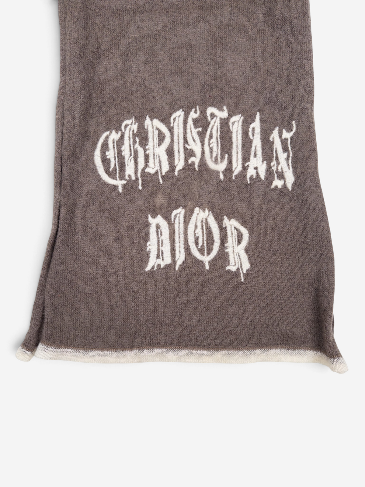 Dior by Galliano SS02 Fuzzy ‘Gothic’ Logo Embroidery Scarf – photo 5