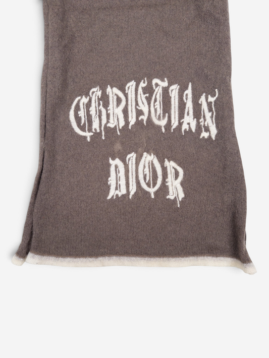 Dior by Galliano SS02 Fuzzy ‘Gothic’ Logo Embroidery Scarf – photo 5