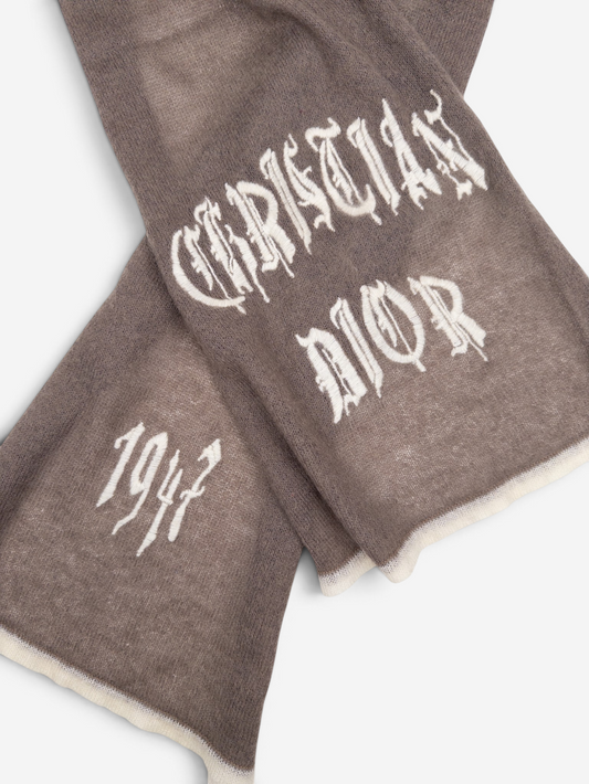 Dior by Galliano SS02 Fuzzy ‘Gothic’ Logo Embroidery Scarf – photo 6