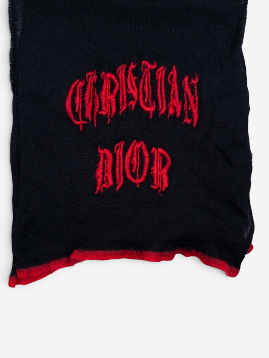 Dior by Galliano SS02 Fuzzy ‘Gothic’ Logo Embroidery Scarf – photo 5