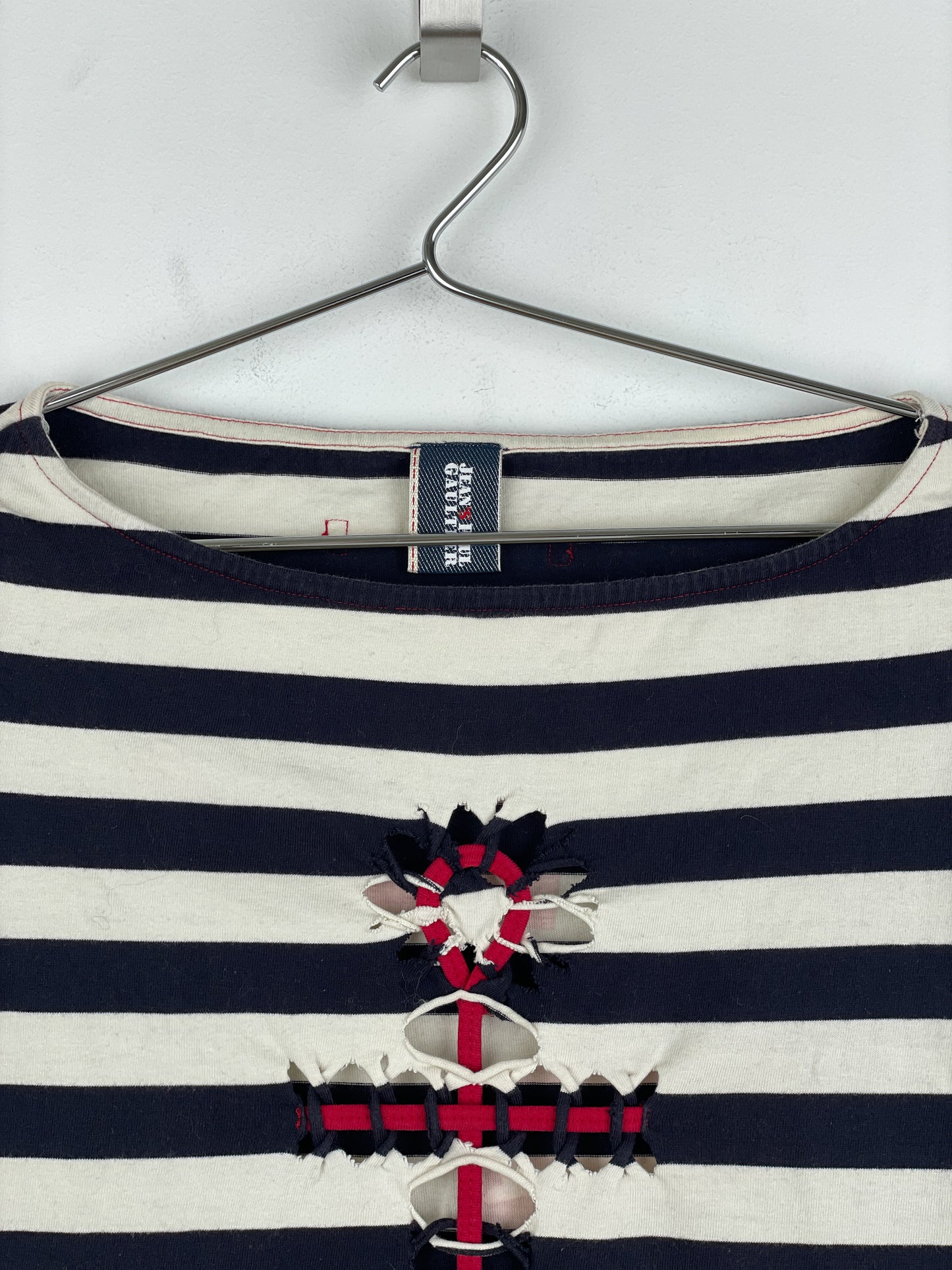Jean Paul Gaultier 1990s Sailor-Striped Anchor Cutout T-Shirt