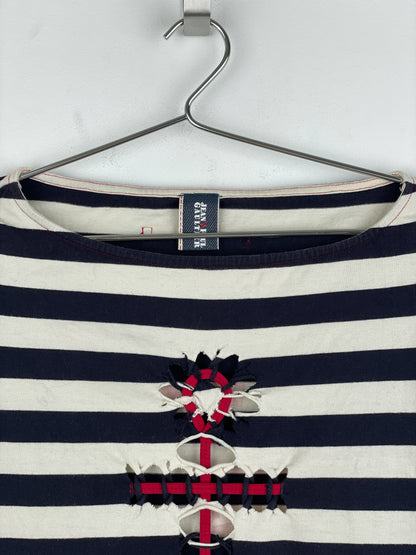 Jean Paul Gaultier 1990s Sailor-Striped Anchor Cutout T-Shirt
