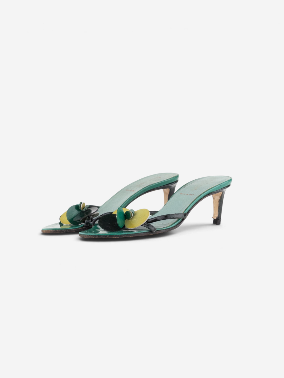 Miu Miu SS03 Foresta Sequin Strappy Sandal Mule Kitten Heels – front view