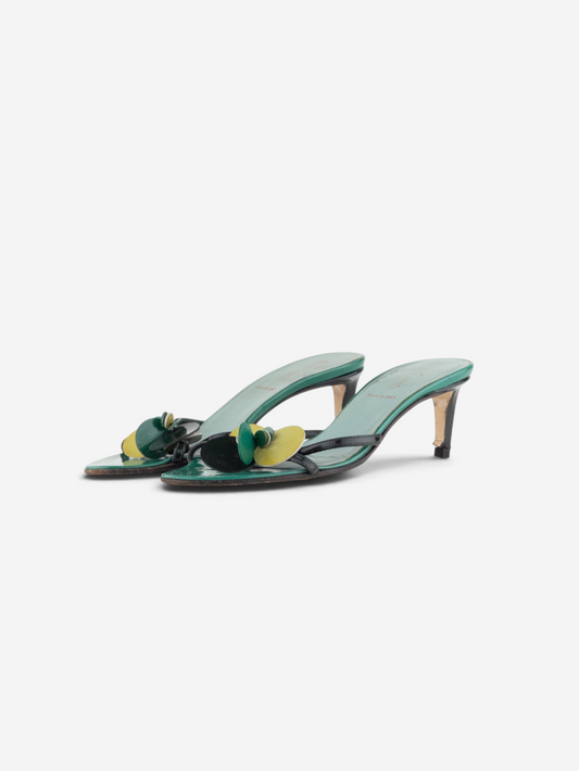 Miu Miu SS03 Foresta Sequin Strappy Sandal Mule Kitten Heels – front view