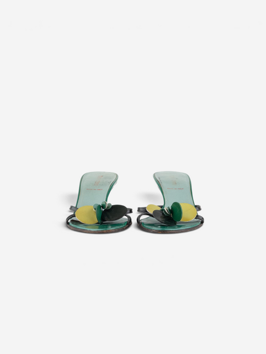 Miu Miu SS03 Foresta Sequin Strappy Sandal Mule Kitten Heels – top view