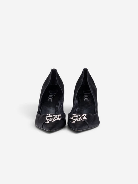 Dior by Galliano AW04 ‘I Love Dior’ Rhinestone Velvet Pump Heels – photo 2