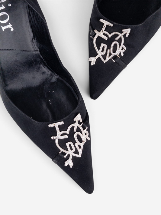 Dior by Galliano AW04 ‘I Love Dior’ Rhinestone Velvet Pump Heels – photo 7