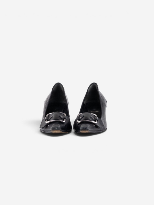 Prada 2000s Square-Toe Large Buckle Kitten-Heel Pumps – photo 2