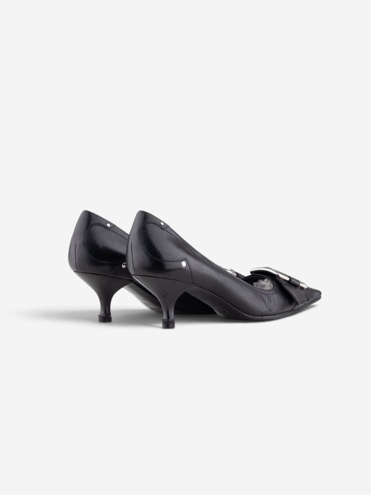 Prada 2000s Square-Toe Large Buckle Kitten-Heel Pumps – photo 3