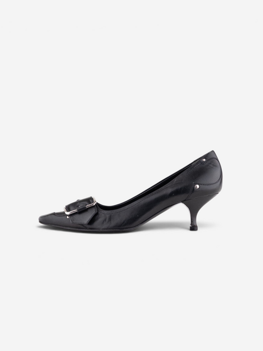 Prada 2000s Square-Toe Large Buckle Kitten-Heel Pumps – photo 5