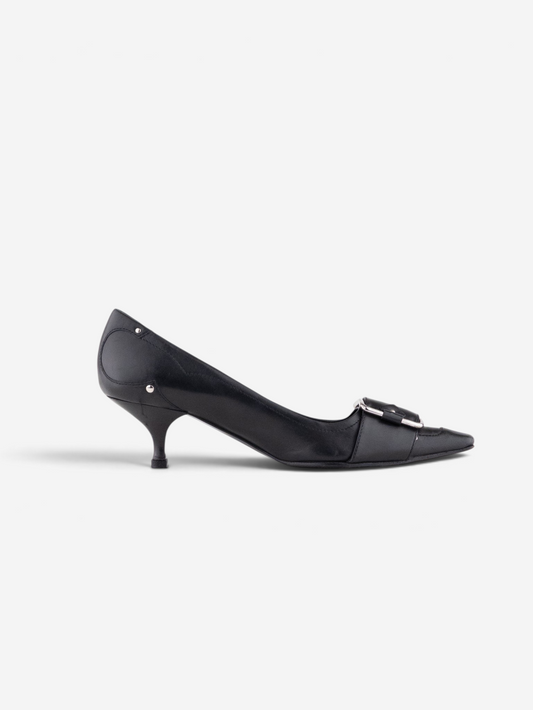 Prada 2000s Square-Toe Large Buckle Kitten-Heel Pumps – photo 6