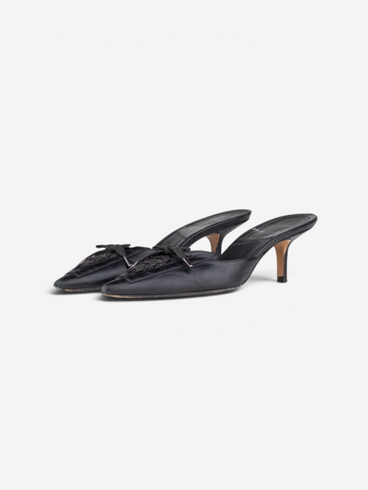 Dior by Galliano SS02 Lace-Up Corset Kitten Heel Mules – front view