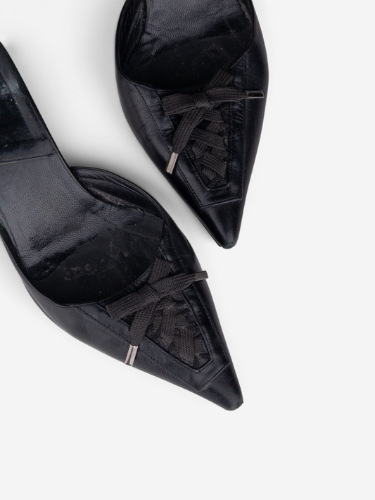 Dior by Galliano SS02 Lace-Up Corset Kitten Heel Mules – lacing detail