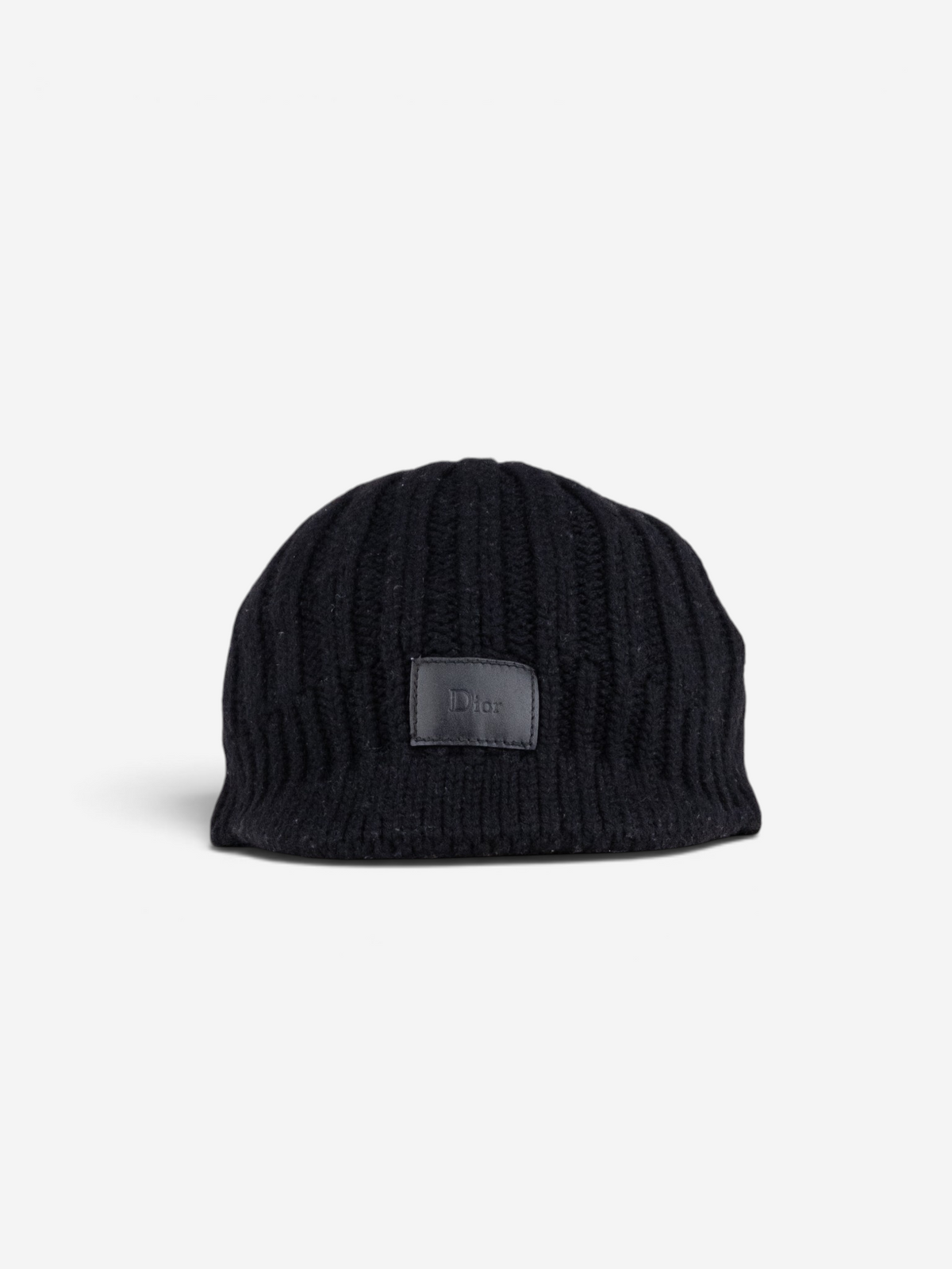 Dior Homme Leather Logo Patch Visor Knit Beanie – front view