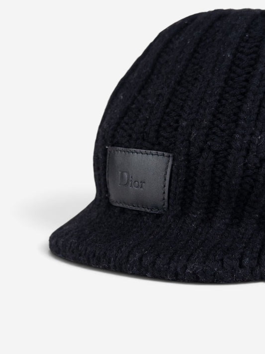 Dior Homme Leather Logo Patch Visor Knit Beanie – photo 5