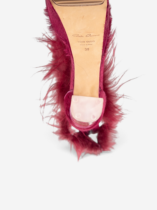 Rick Owens SS23 'EDFU' Pony Hair Spartan Wader Kiss Heel Boots – sole detail