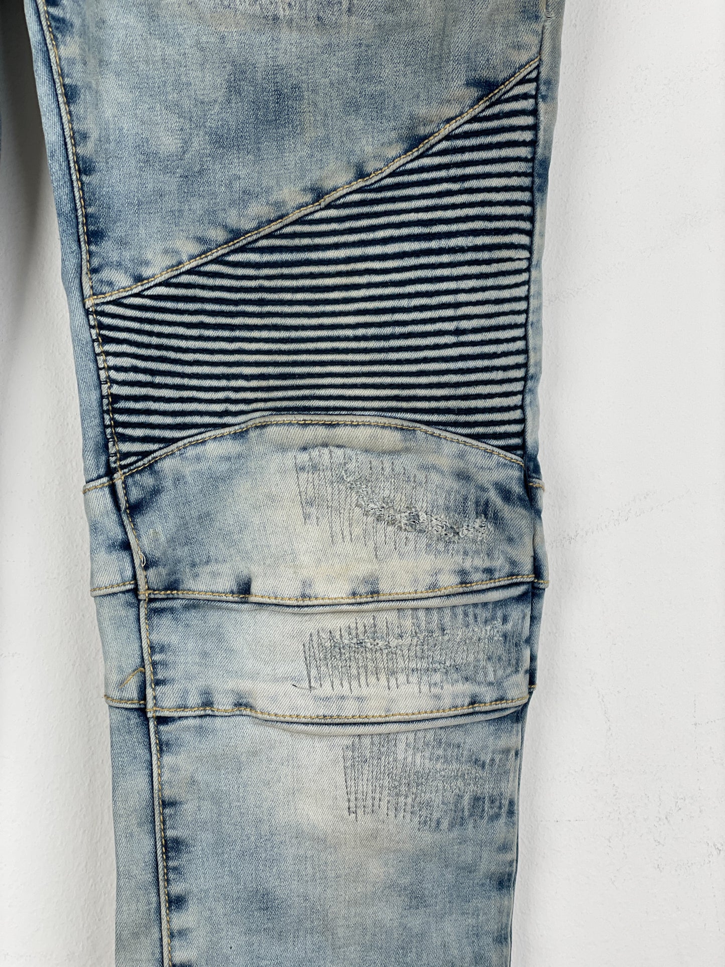 Balmain Repaired Lightwash Biker Denim Jeans