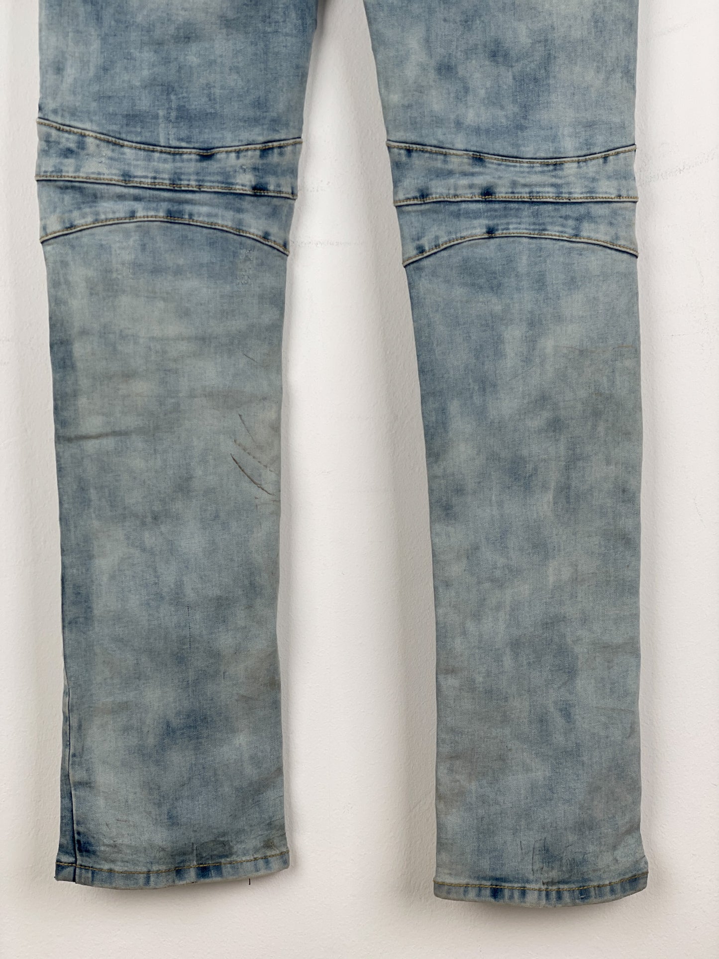Balmain Repaired Lightwash Biker Denim Jeans