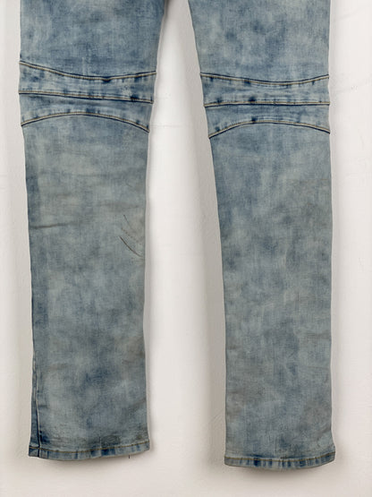 Balmain Repaired Lightwash Biker Denim Jeans