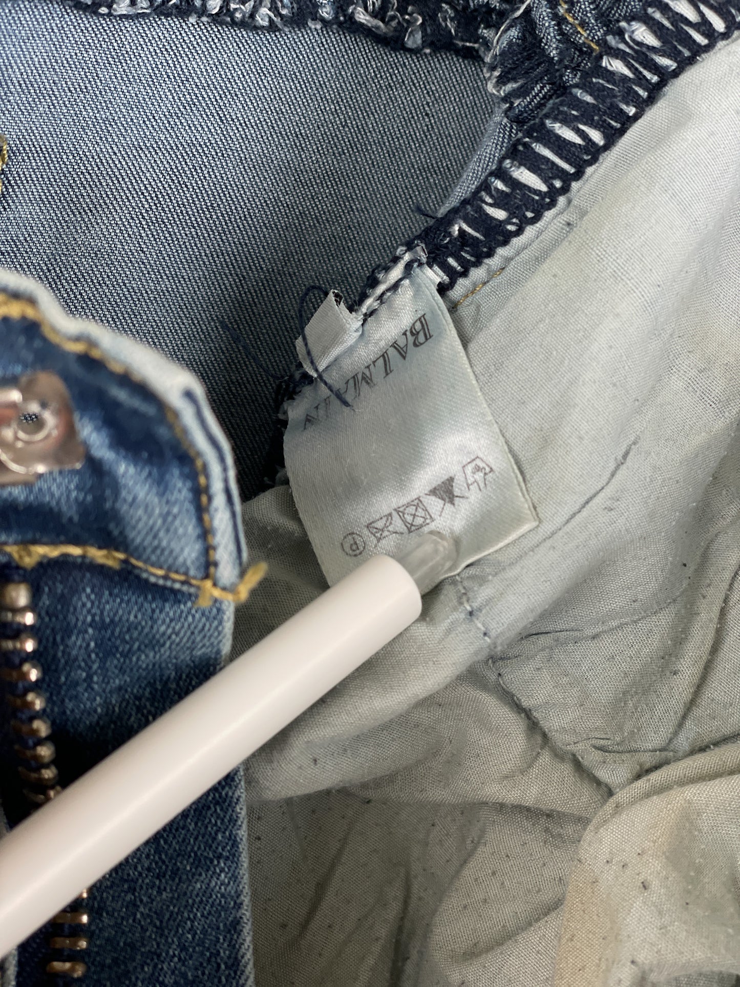 Balmain Repaired Lightwash Biker Denim Jeans