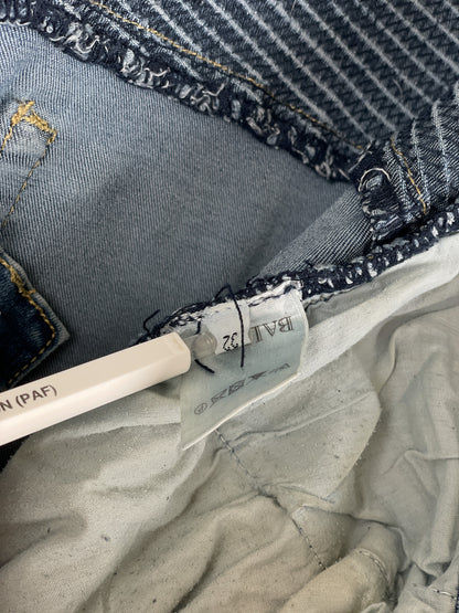 Balmain Repaired Lightwash Biker Denim Jeans