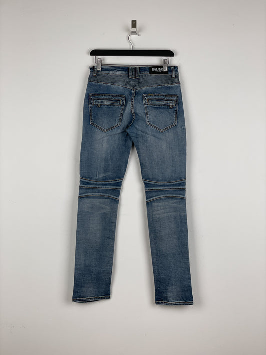 Balmain Distressed Biker Denim Jeans