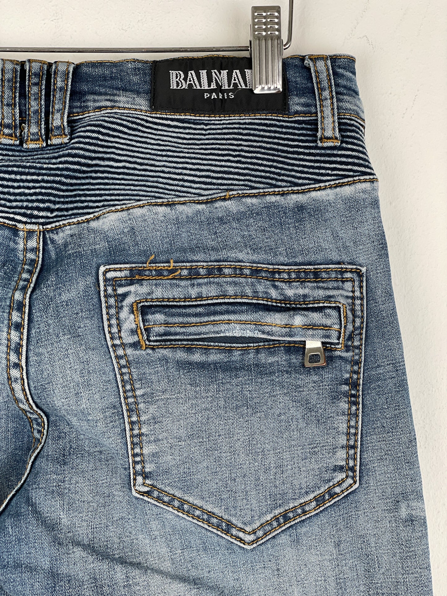 Balmain Distressed Biker Denim Jeans