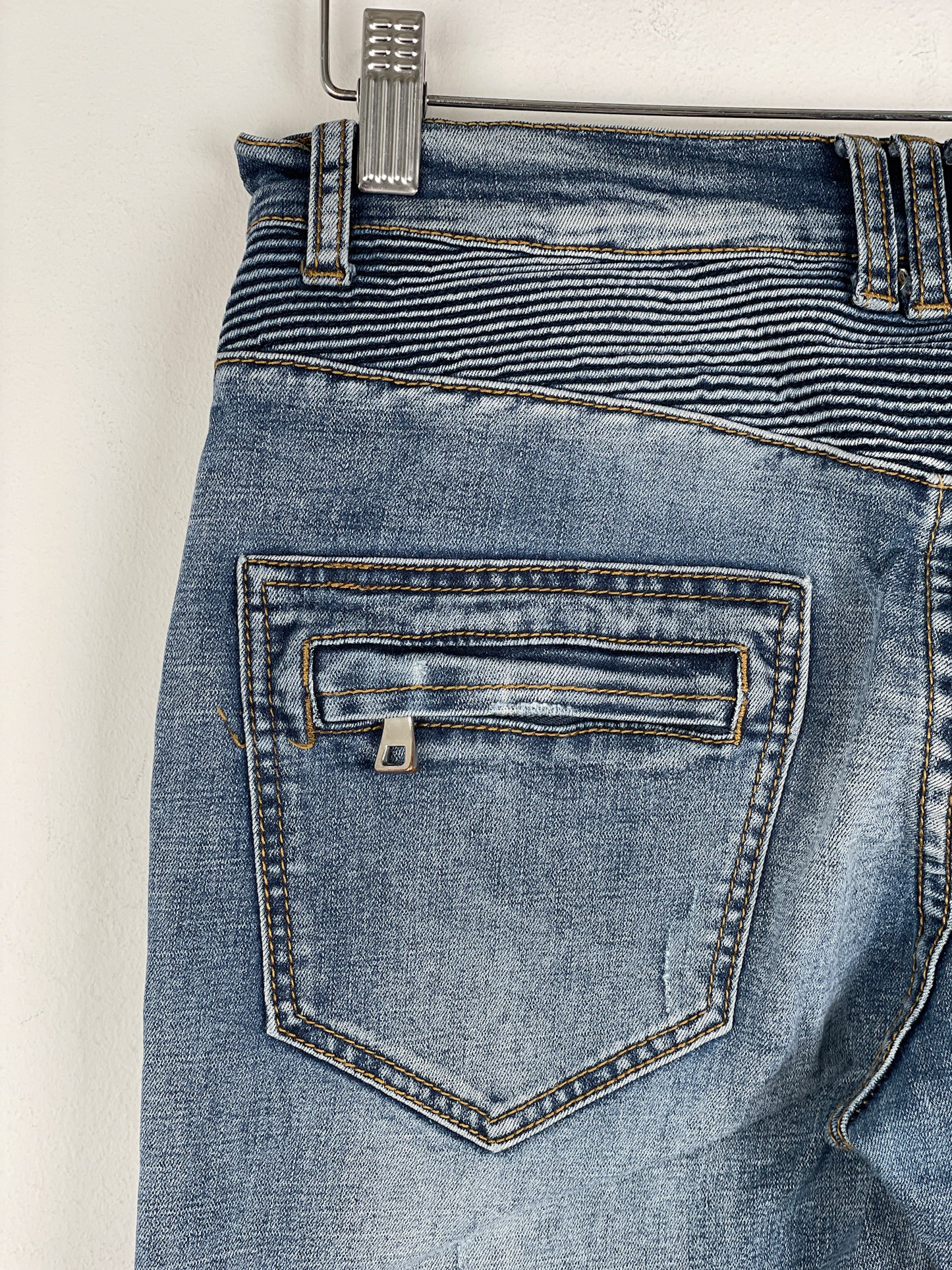 Balmain Distressed Biker Denim Jeans