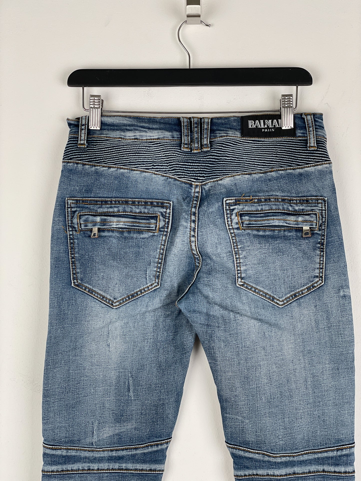 Balmain Distressed Biker Denim Jeans