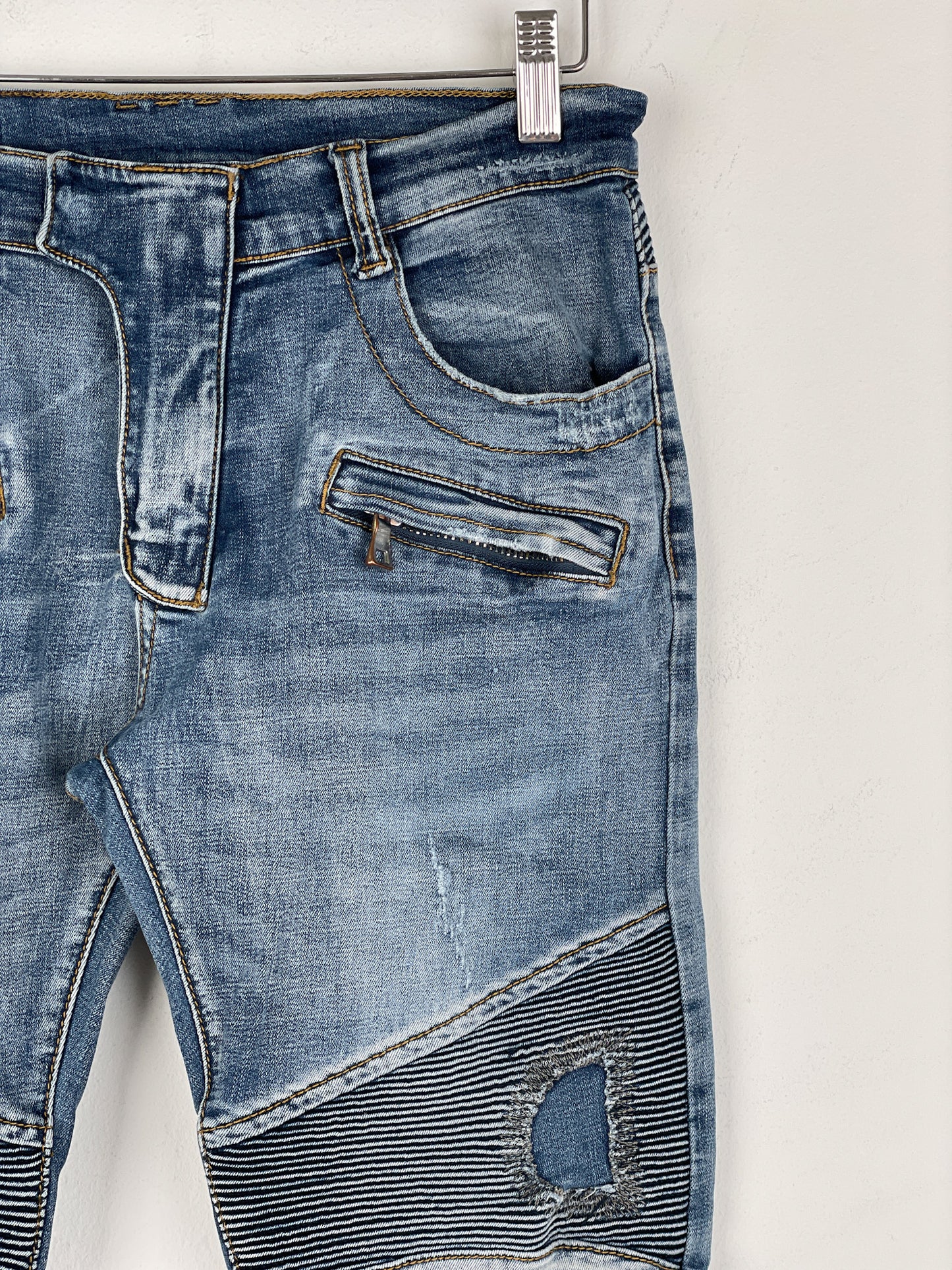 Balmain Distressed Biker Denim Jeans