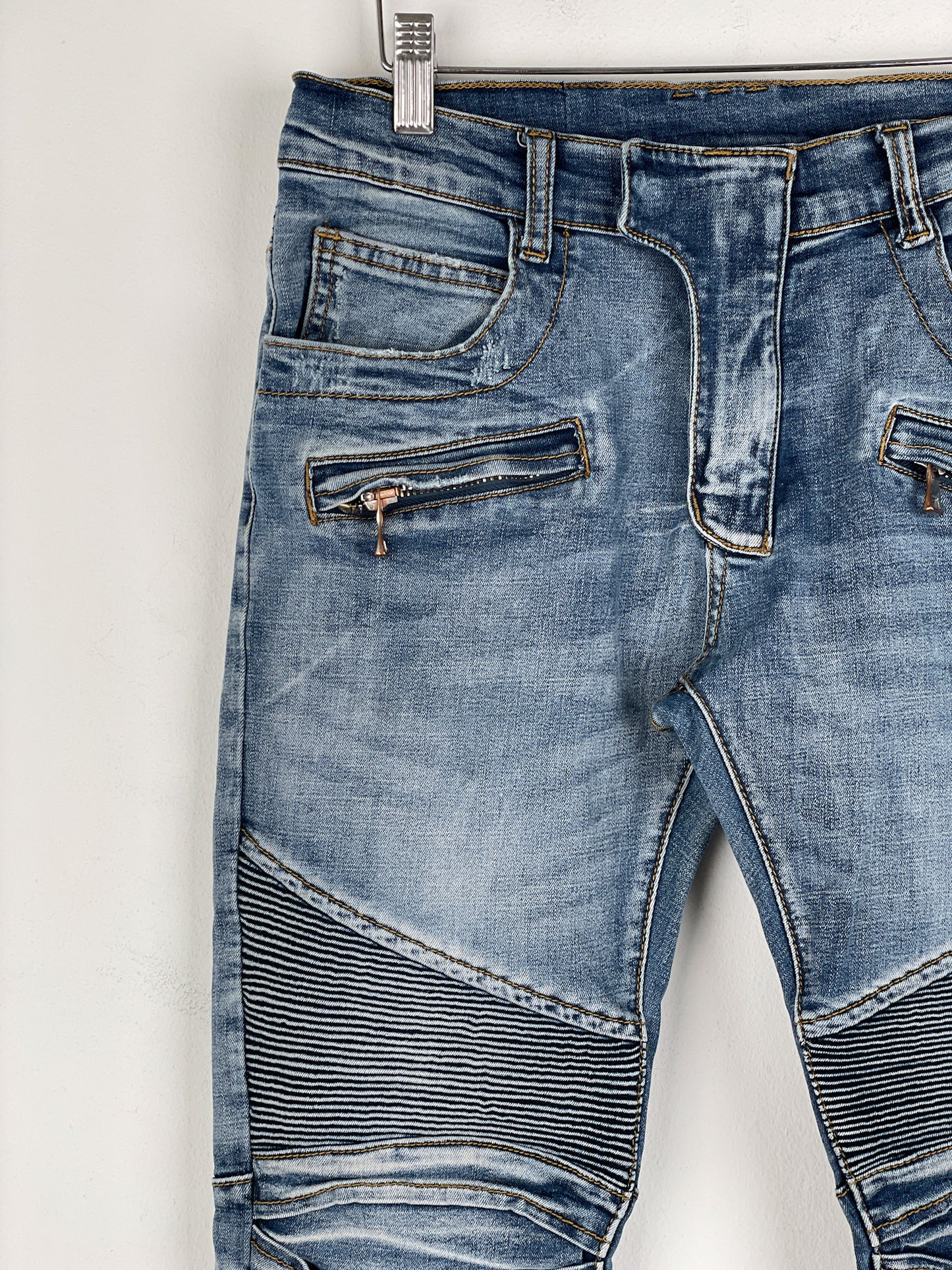 Balmain Distressed Biker Denim Jeans