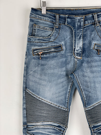 Balmain Distressed Biker Denim Jeans