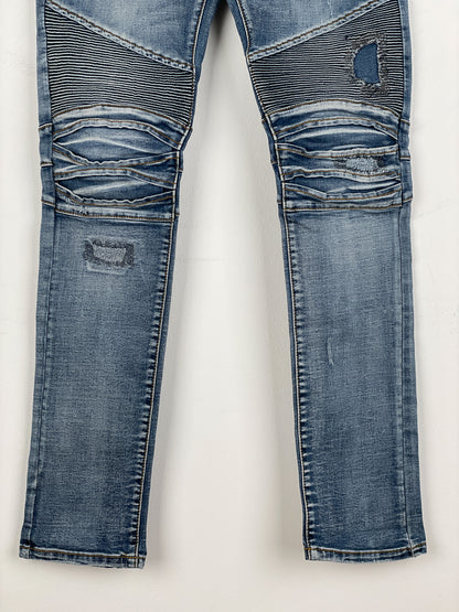 Balmain Distressed Biker Denim Jeans