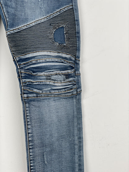 Balmain Distressed Biker Denim Jeans