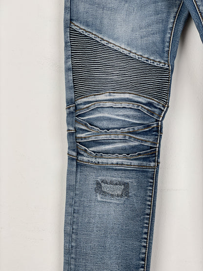 Balmain Distressed Biker Denim Jeans