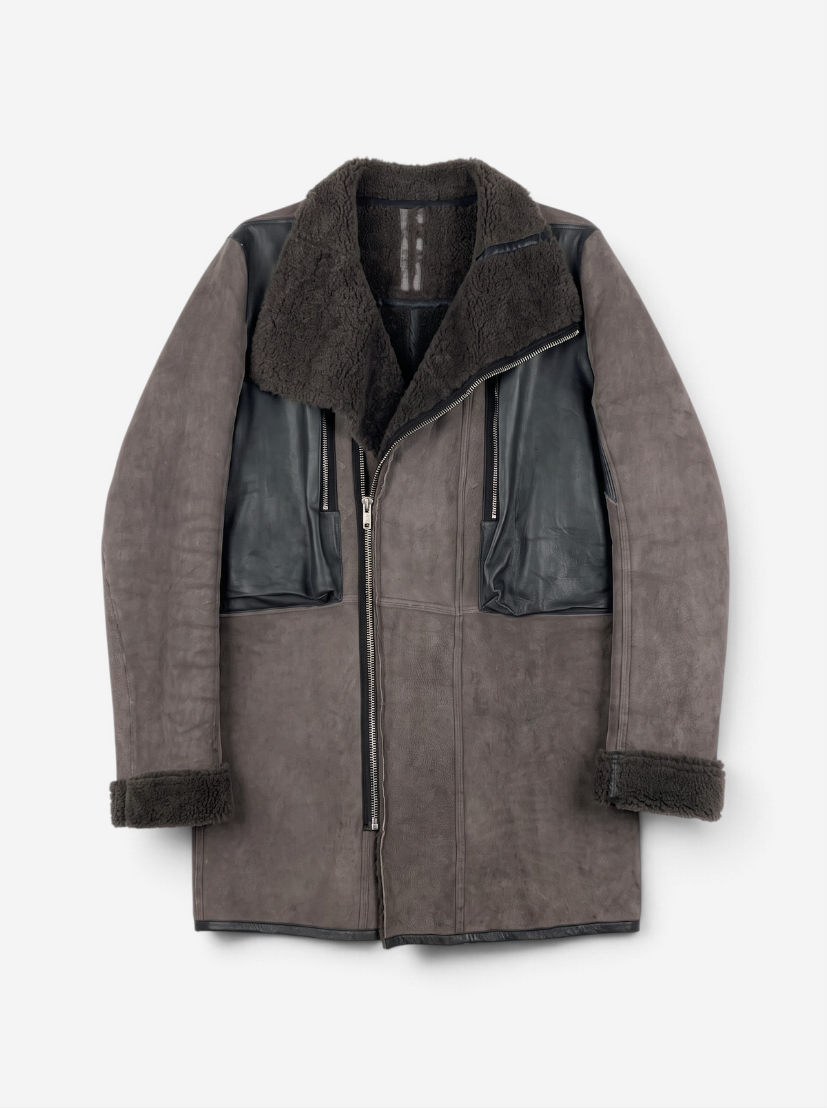 Rick Owens Sample Shearling Leather Coat