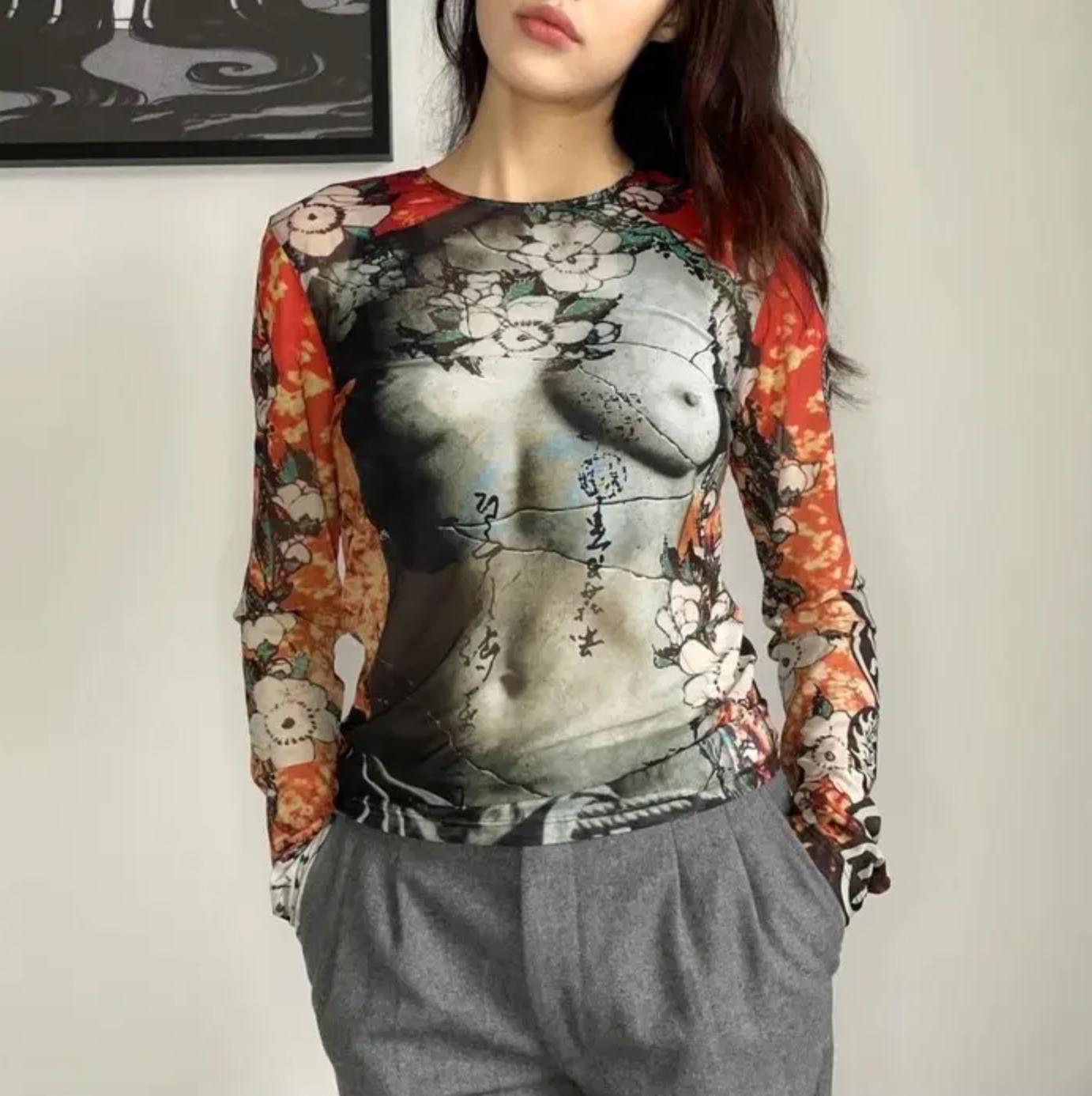 Jean Paul Gaultier Venus De Milo Mesh Longsleeve