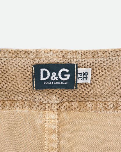Dolce & Gabbana D&G AW03 Front-Zip Cargo Pants beige 34