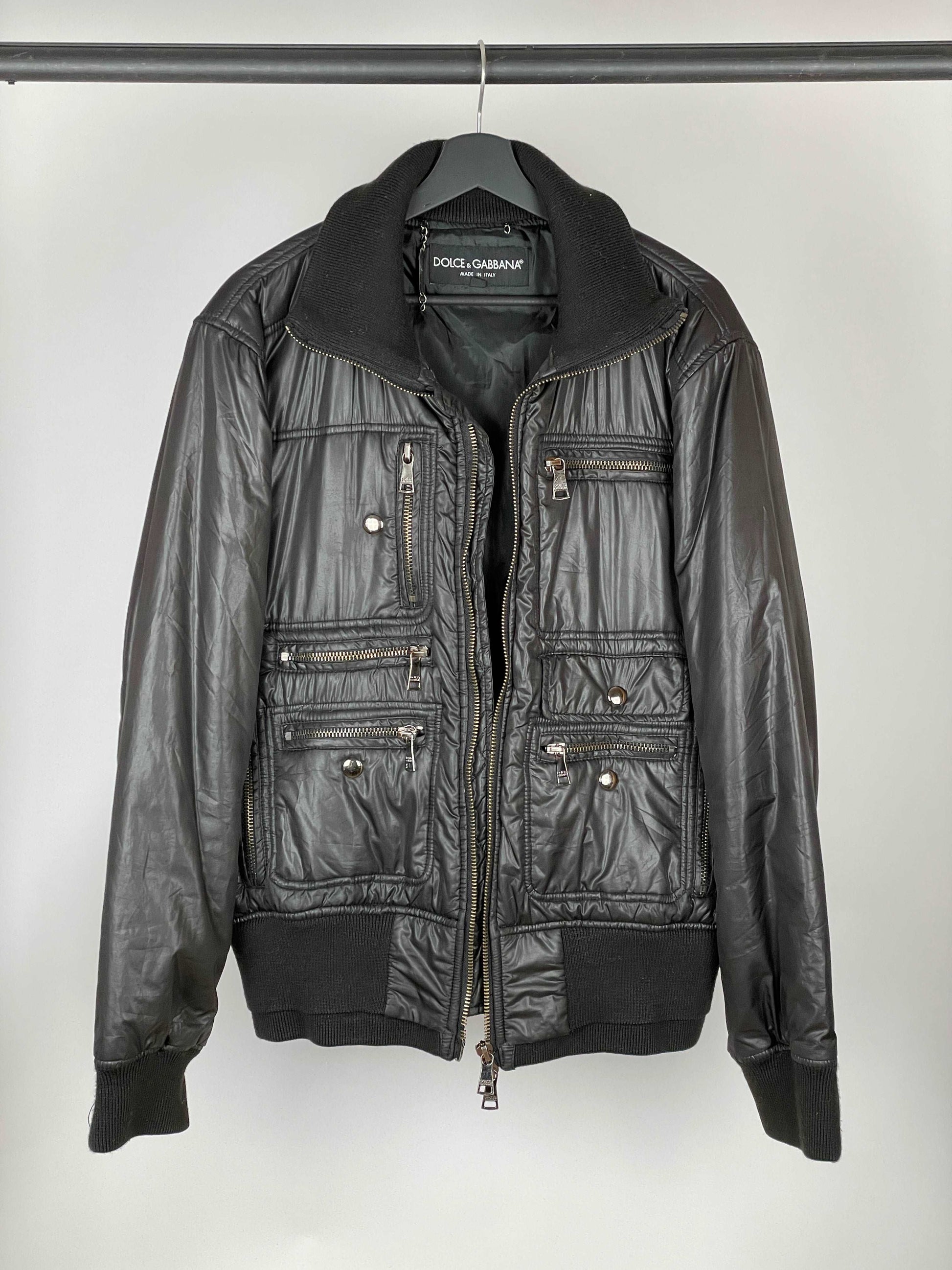 Dolce & Gabbana FW07 Black Multi-Zipper Bomber Jacket