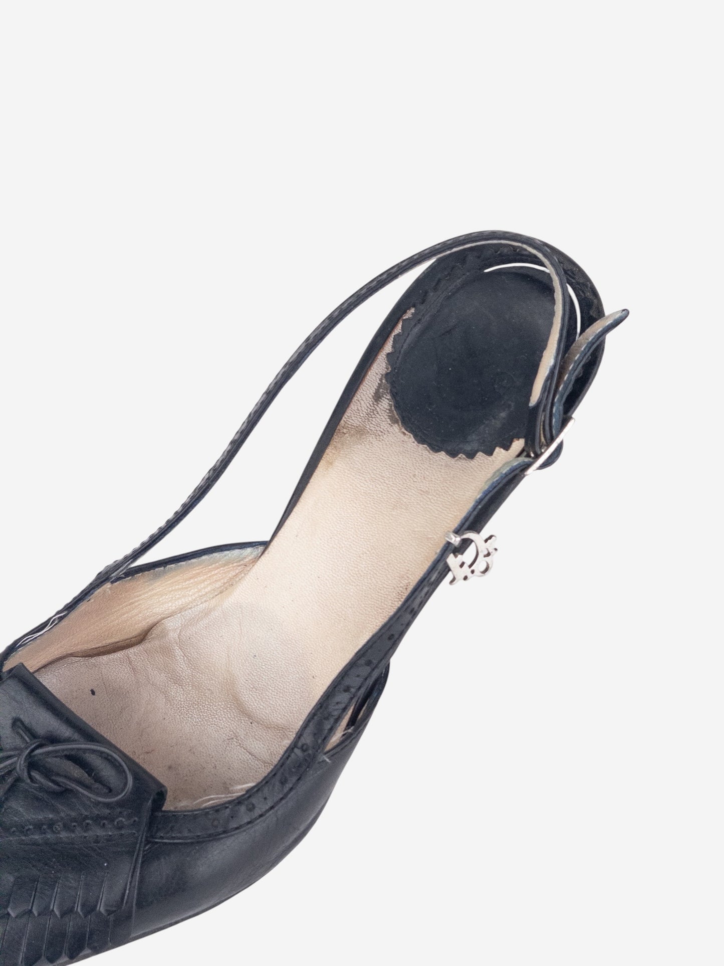 Dior by Galliano 2000s Brogueing Fringe Slingback Heels