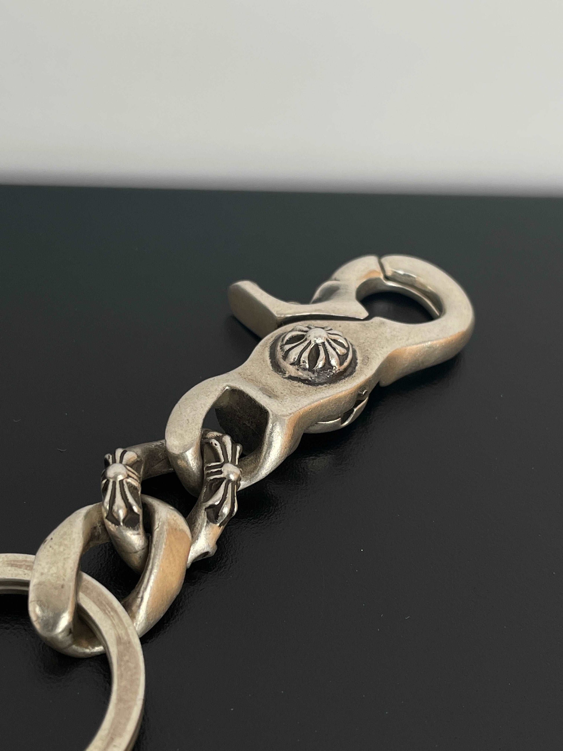 Chrome Hearts Fancy Link Keychain With Dagger Charm Key Ring