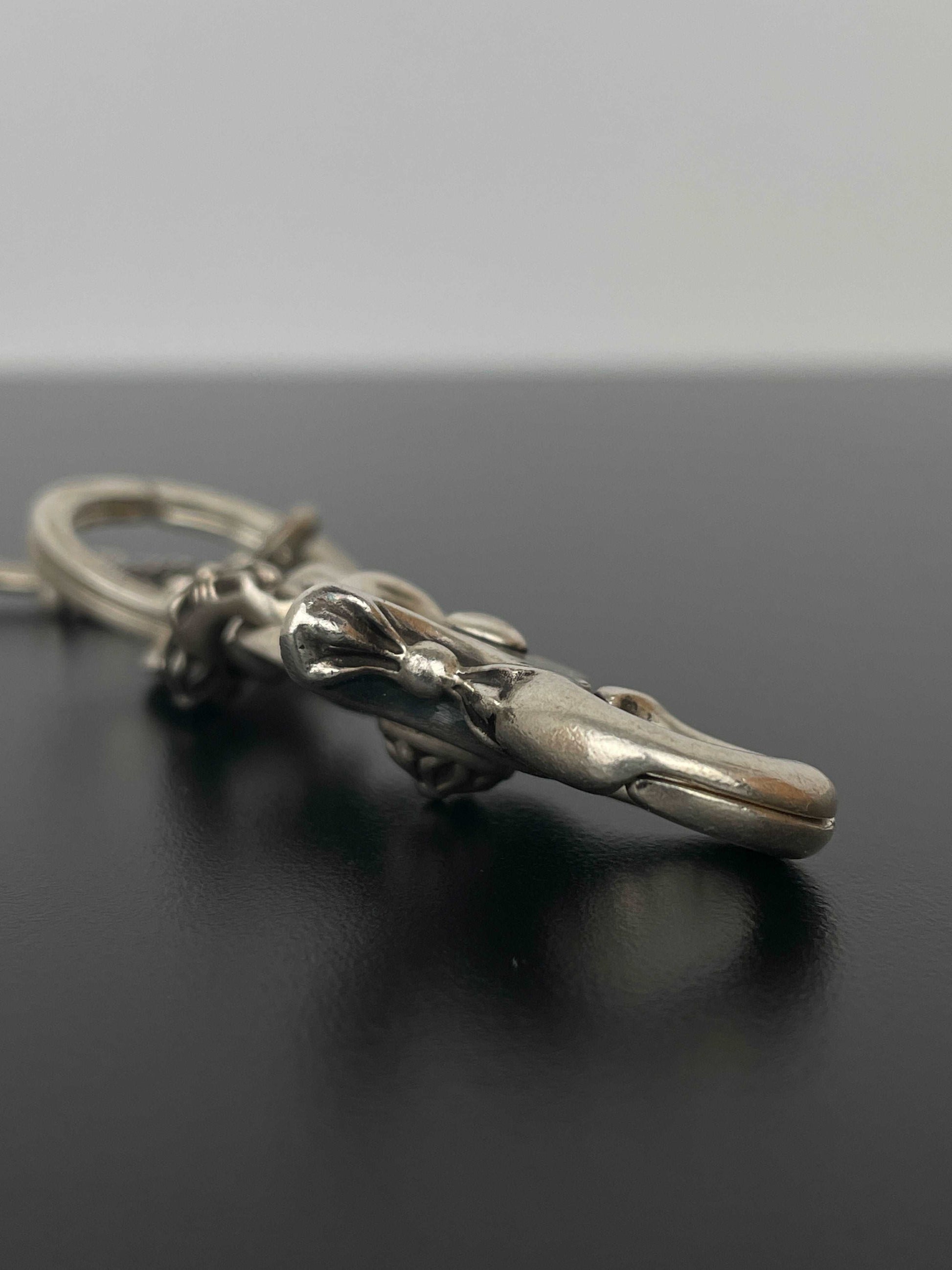 Chrome Hearts Fancy Link Keychain With Dagger Charm Key Ring