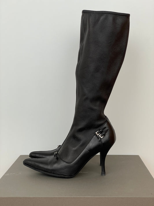 Prada 2000s Buckle Kitten Heel Boots