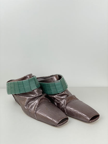Rick Owens Square Toe Wedge Mules