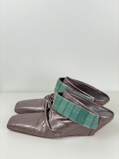 Rick Owens Square Toe Wedge Mules