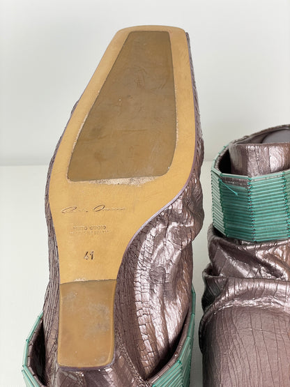 Rick Owens Square Toe Wedge Mules
