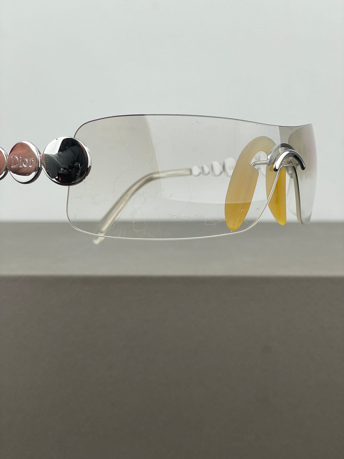 Dior by Galliano SS04 ‘Millenium’ Ruthenium Wrap Mask Shield Sunglasses