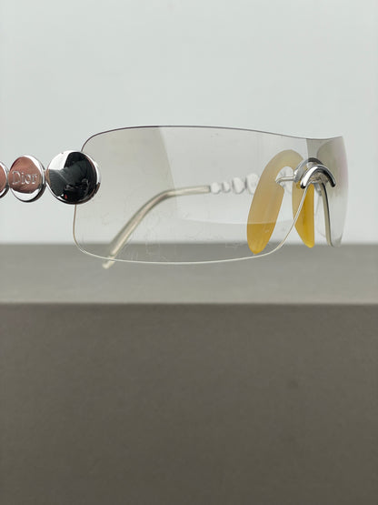 Dior by Galliano SS04 ‘Millenium’ Ruthenium Wrap Mask Shield Sunglasses