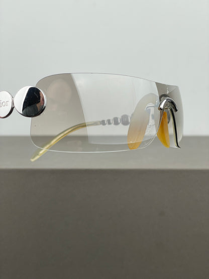 Dior by Galliano SS04 ‘Millenium’ Ruthenium Wrap Mask Shield Sunglasses