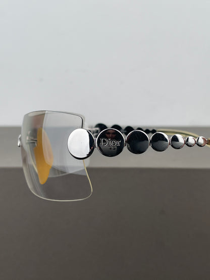 Dior by Galliano SS04 ‘Millenium’ Ruthenium Wrap Mask Shield Sunglasses